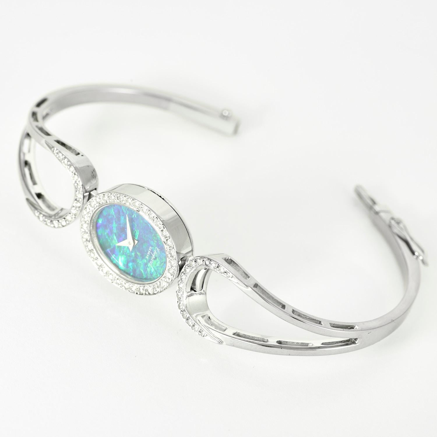 CHOPARD - Vintage watch in 18K white gold, opal, and diamonds For Sale 2