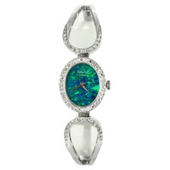 CHOPARD - Reloj vintage de oro blanco de 18 quilates, ópalo y diamantes
