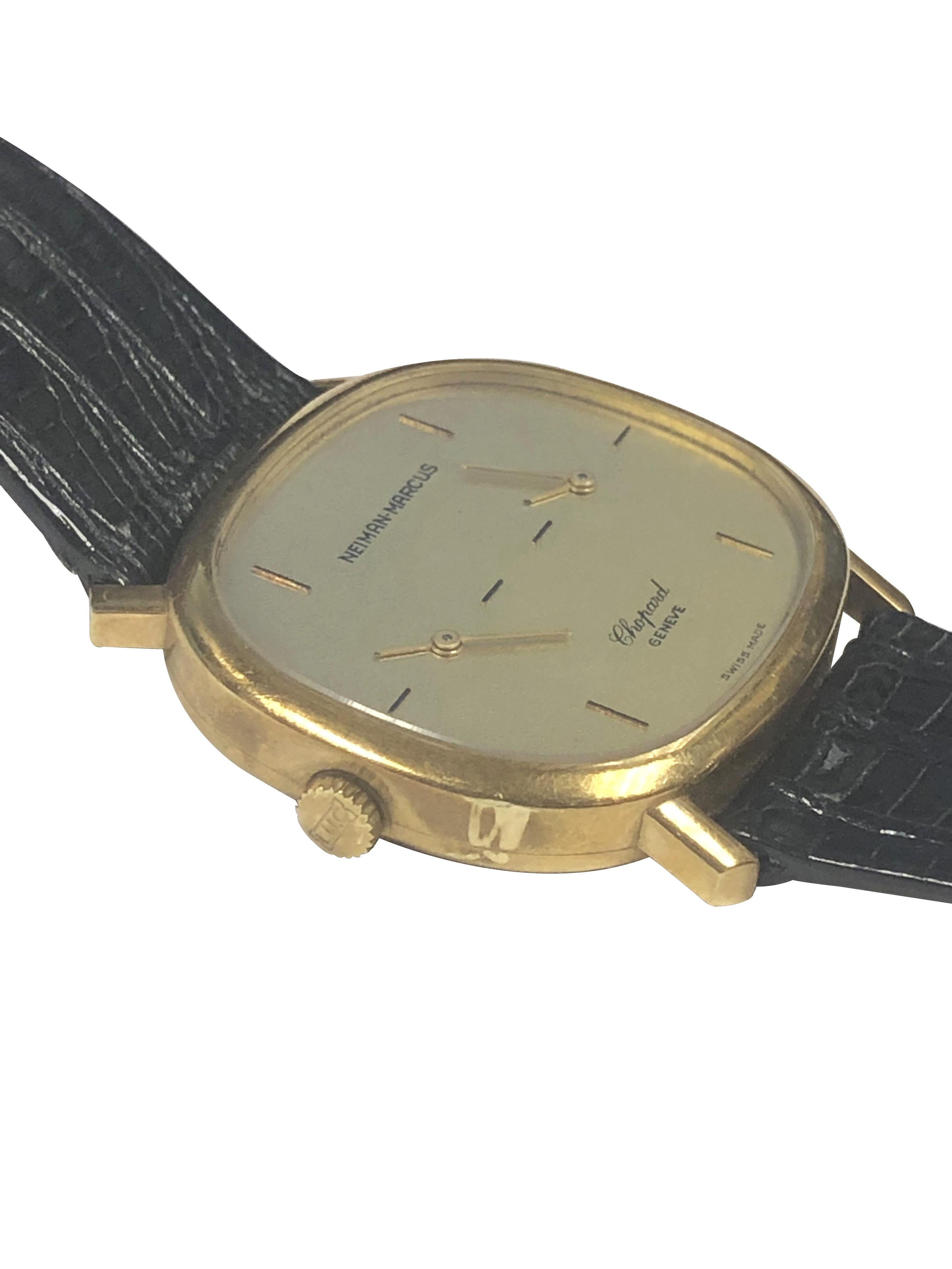 Chopard Vintage Gelbgold Armbanduhr, 2 Zeitzonen, Duel Time im Zustand „Hervorragend“ im Angebot in Chicago, IL