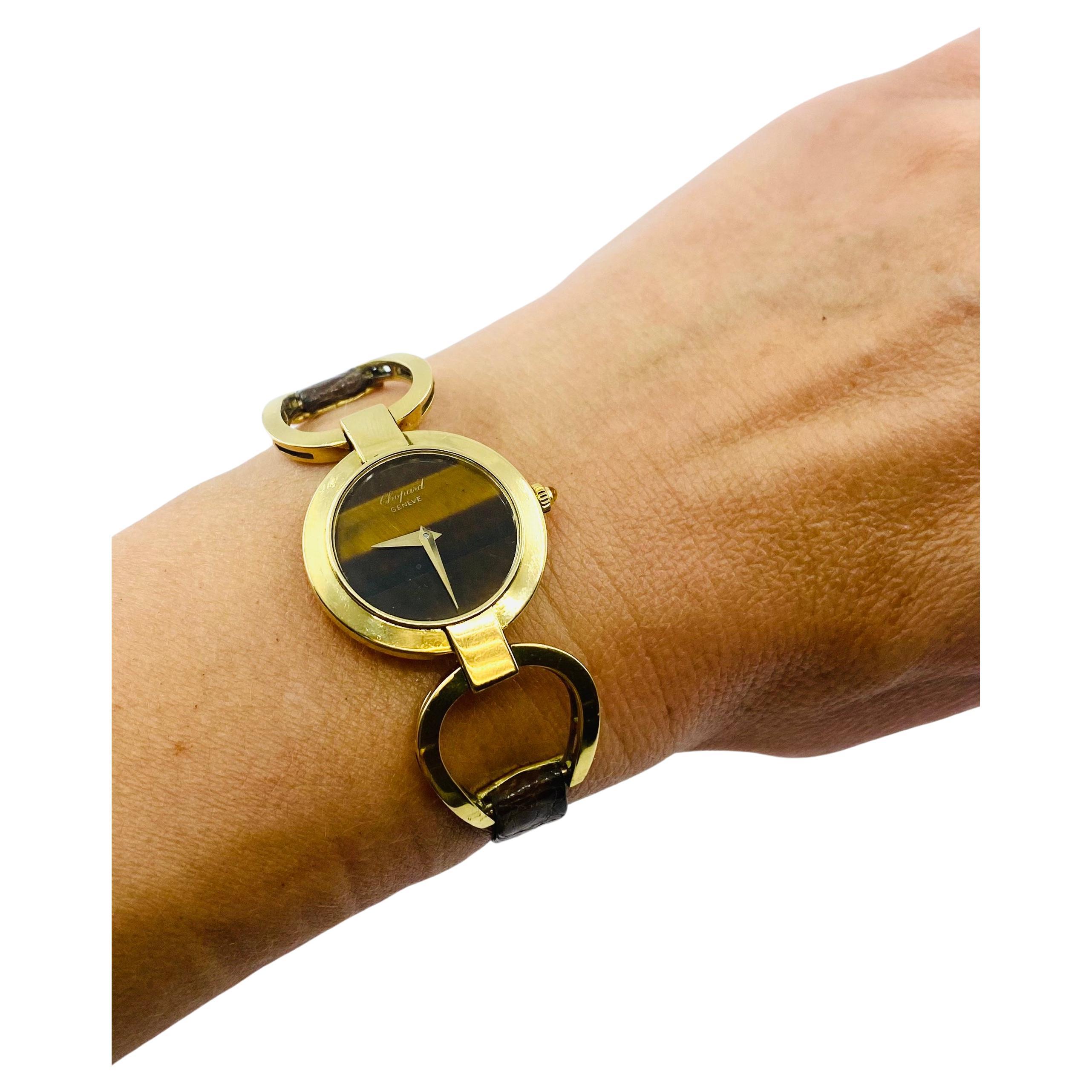 Chopard Watch Gold Tiger's Eye Vintage 18k Gold Bon état - En vente à Beverly Hills, CA