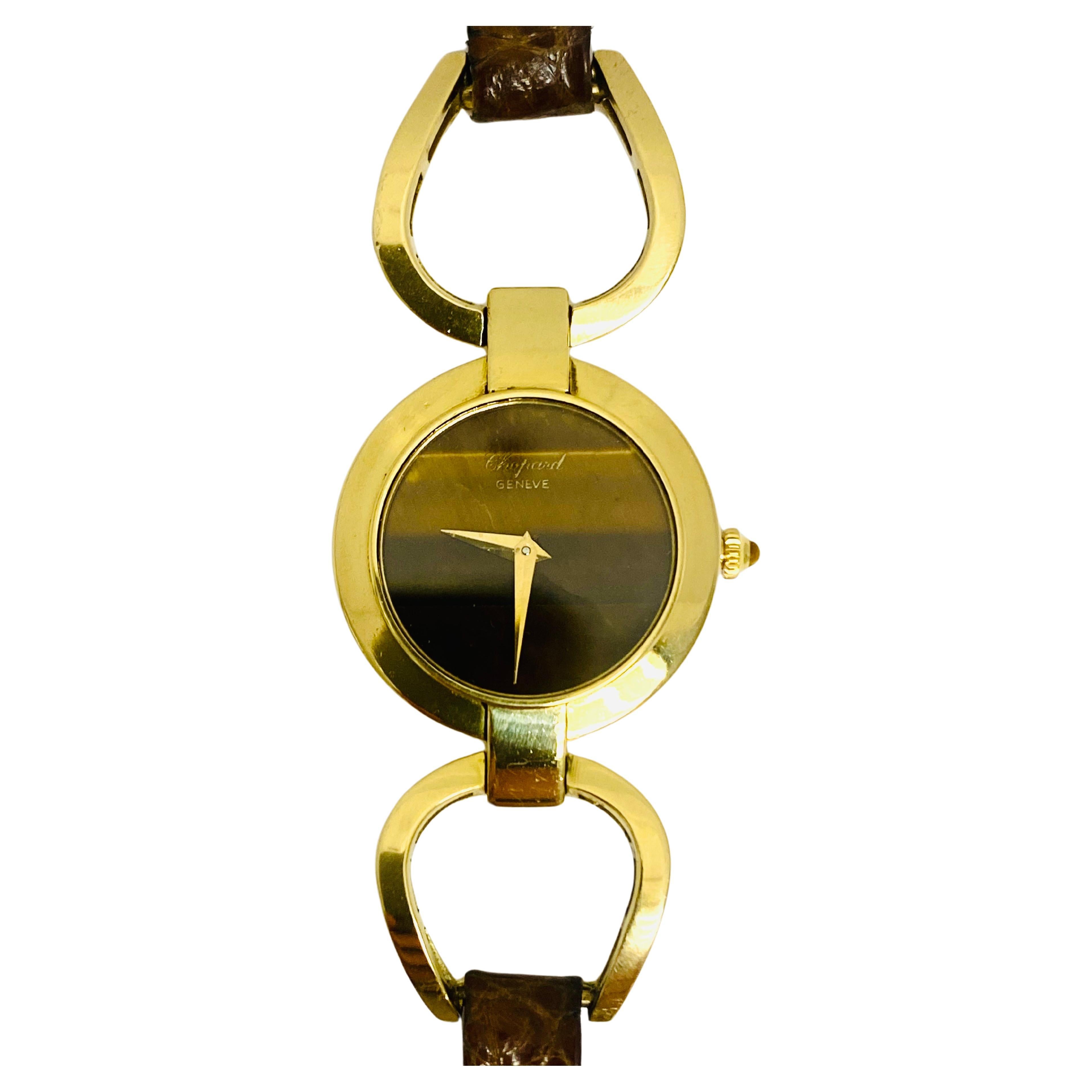 Chopard Watch Gold Tiger's Eye Vintage 18k Gold Pour femmes en vente