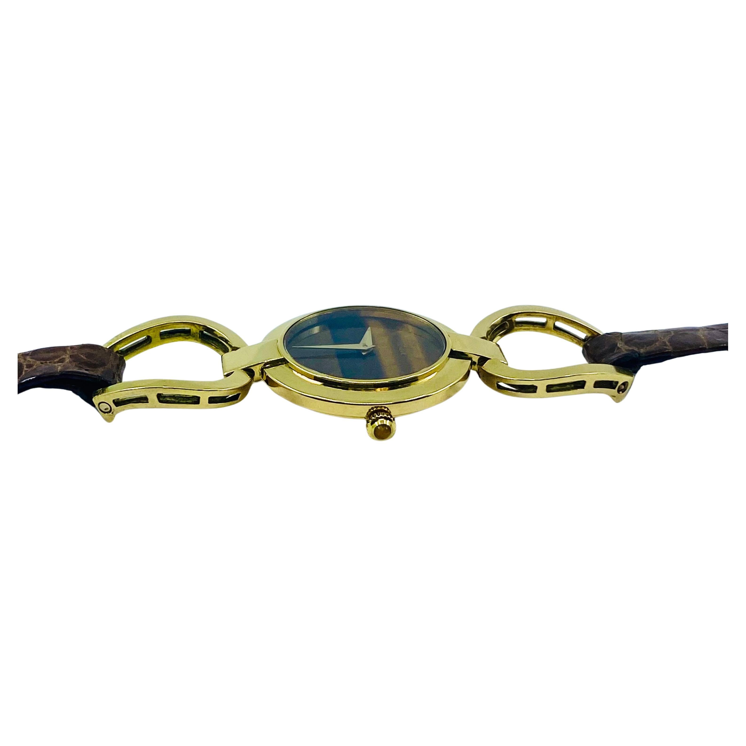 Chopard Watch Gold Tiger's Eye Vintage 18k Gold en vente 1