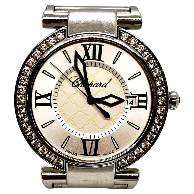 Chopard Diamond Black Leather Strap Watch For Sale at 1stDibs