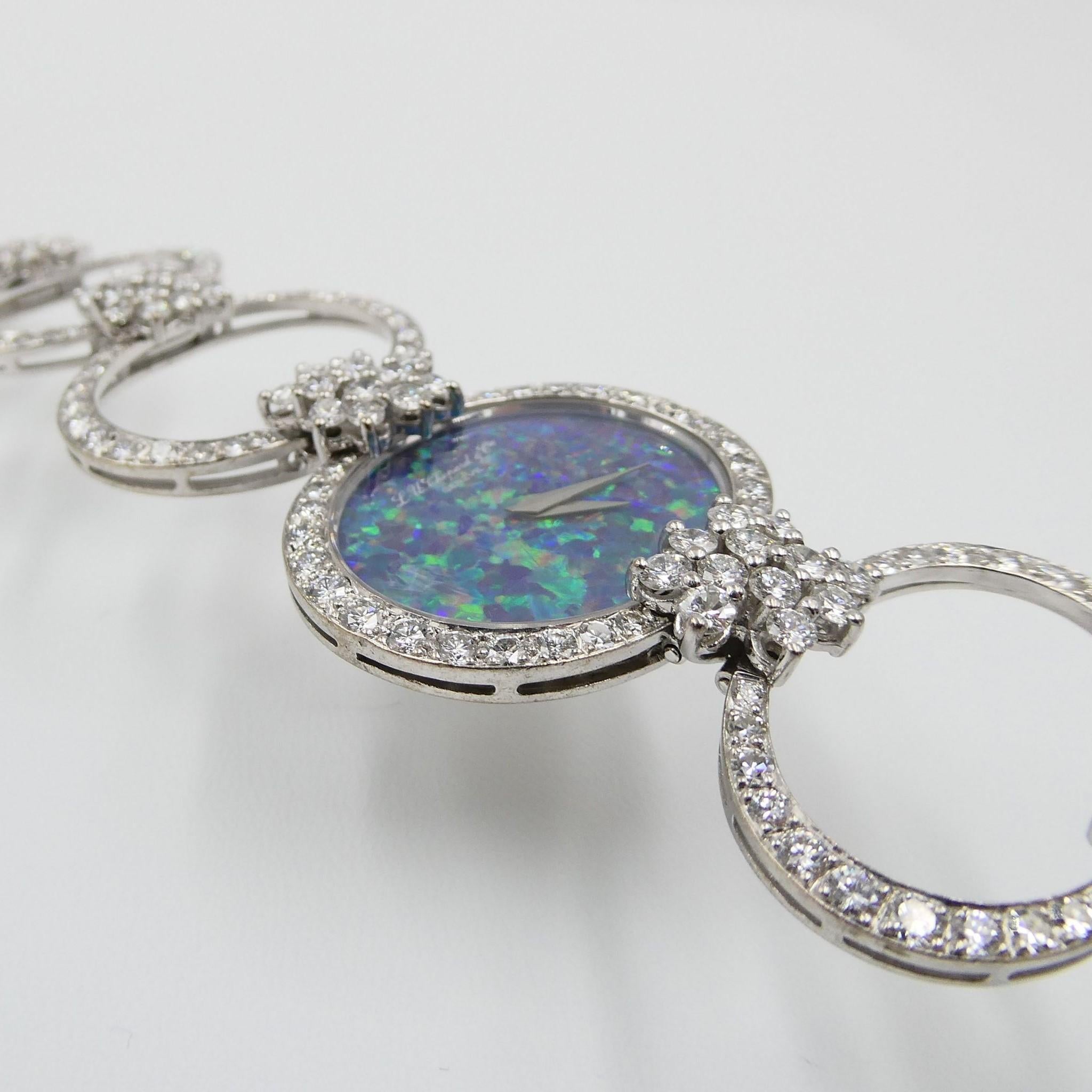 Women's or Men's Chopard Watch with Black Opal and Diamond in 18 Karat White Gold