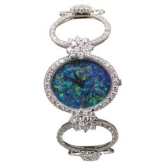 Chopard Watch with Black Opal and Diamond in 18 Karat White Gold