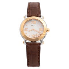 Chopard White 18K Rose Gold & Stainless Steel Happy Women's Wristwatch 36 mm