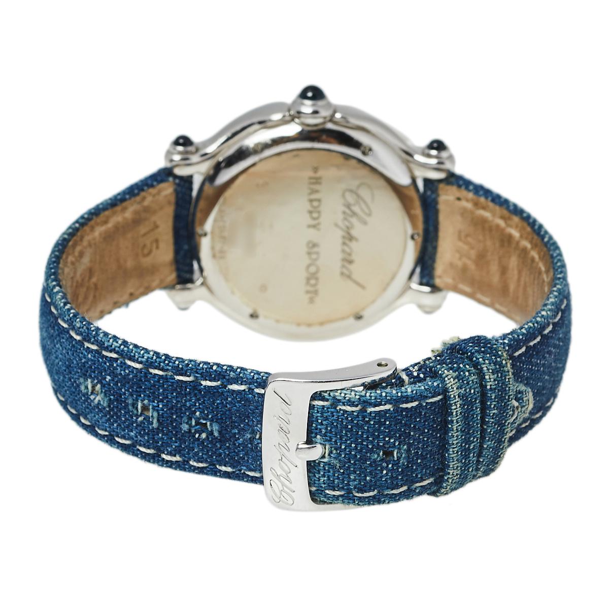 Chopard White 18K Sapphire Happy Sport S27/6177-23 Women's Wristwatch 33 mm 1