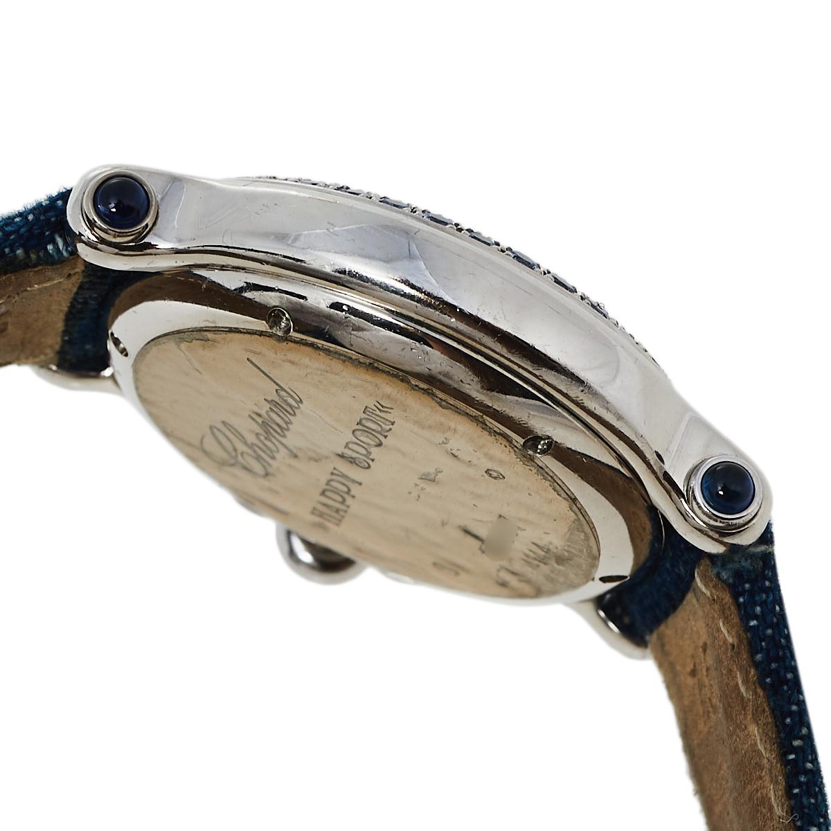 Chopard White 18K Sapphire Happy Sport S27/6177-23 Women's Wristwatch 33 mm 2