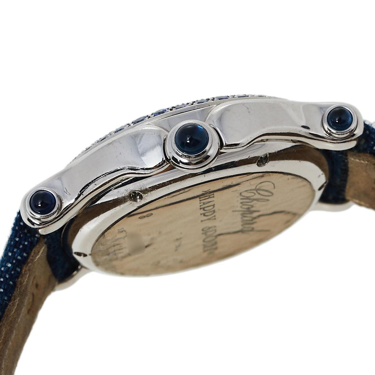 Chopard White 18K Sapphire Happy Sport S27/6177-23 Women's Wristwatch 33 mm 3
