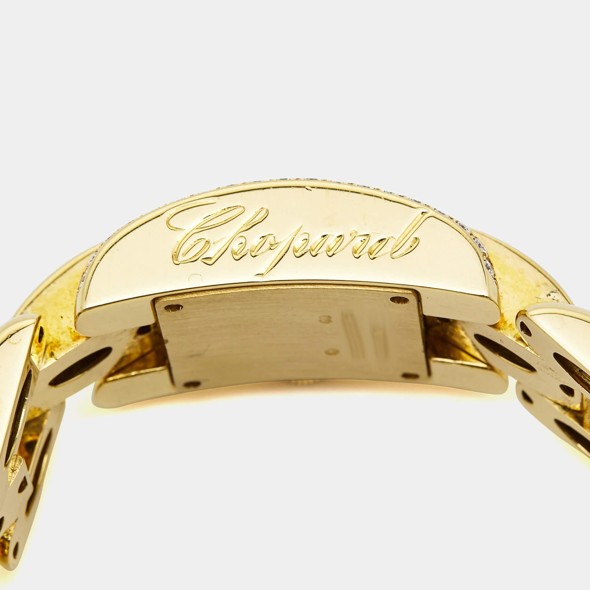 Uncut Chopard White 18K Yellow Gold Diamond La Strada 4331 Women's Wristwatch 18 mm