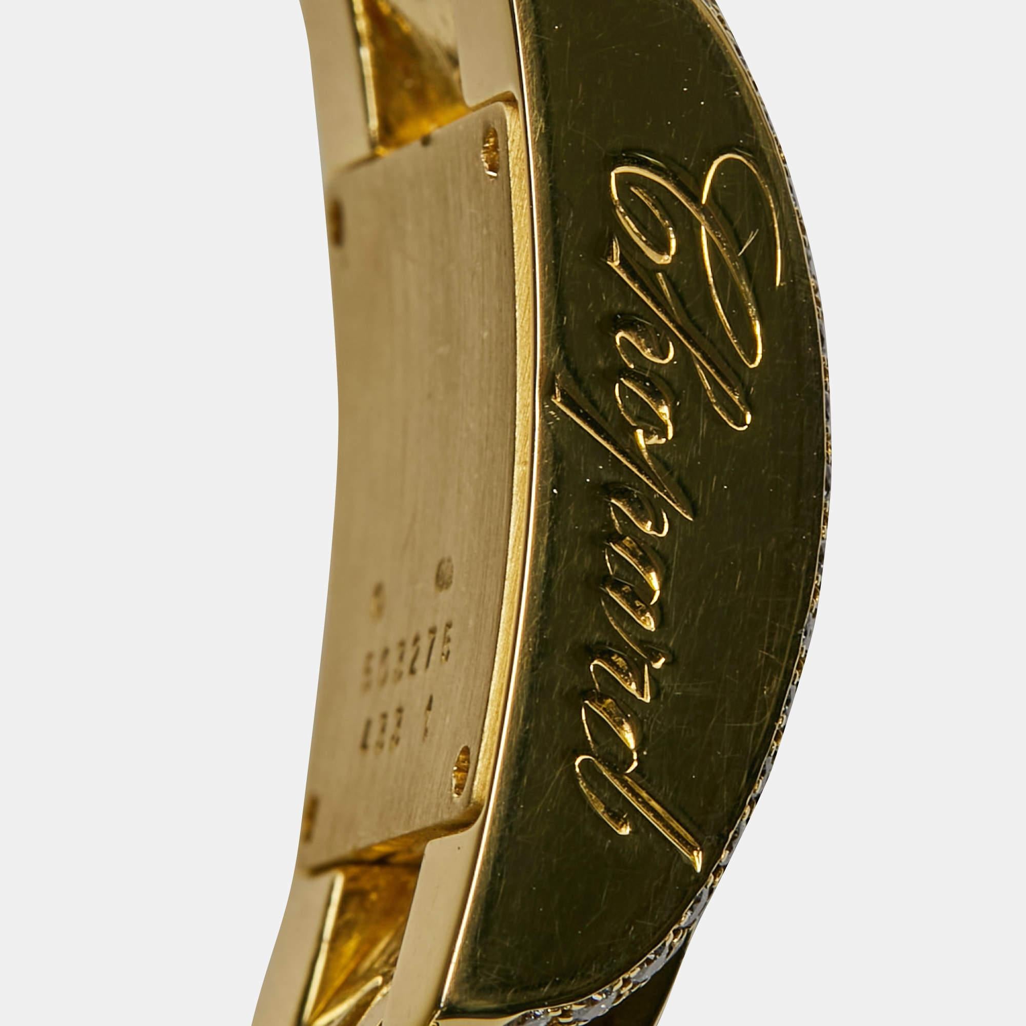 Chopard White 18K Yellow Gold Diamond La Strada 4331 Women's Wristwatch 18 mm In Good Condition In Dubai, Al Qouz 2