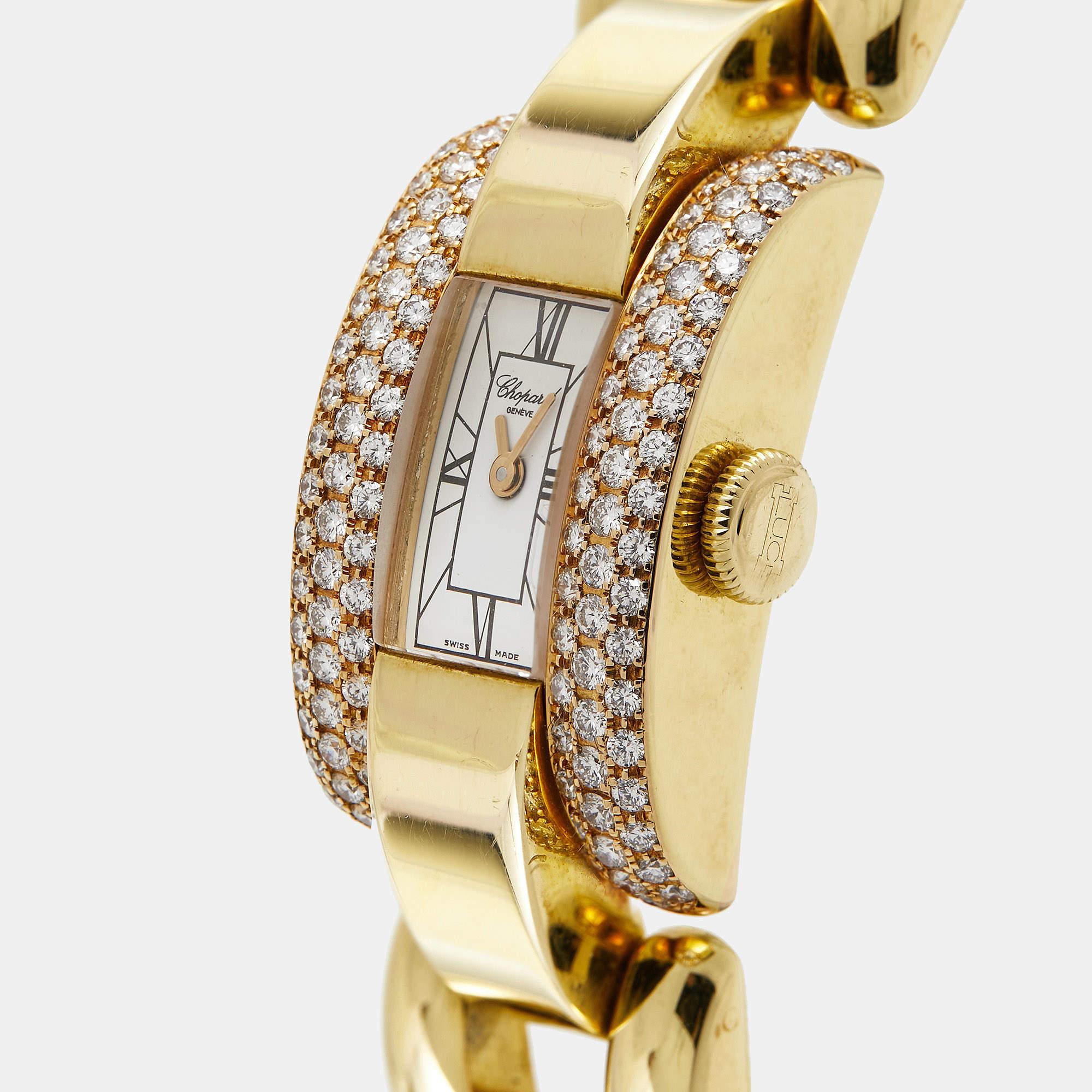 Chopard White 18K Yellow Gold Diamond La Strada 4331 Women's Wristwatch 18 mm 2