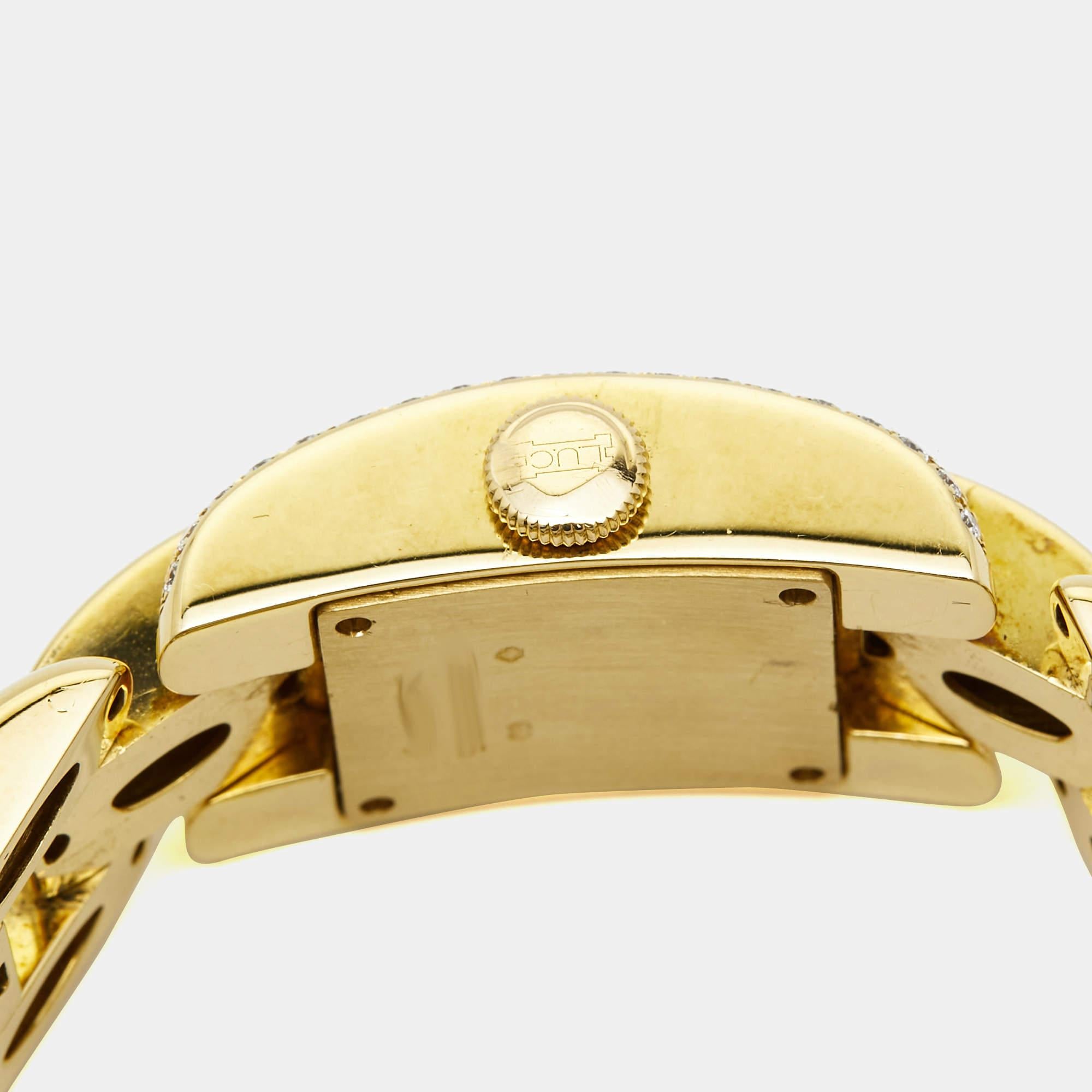 Chopard White 18K Yellow Gold Diamond La Strada 4331 Women's Wristwatch 18 mm 4