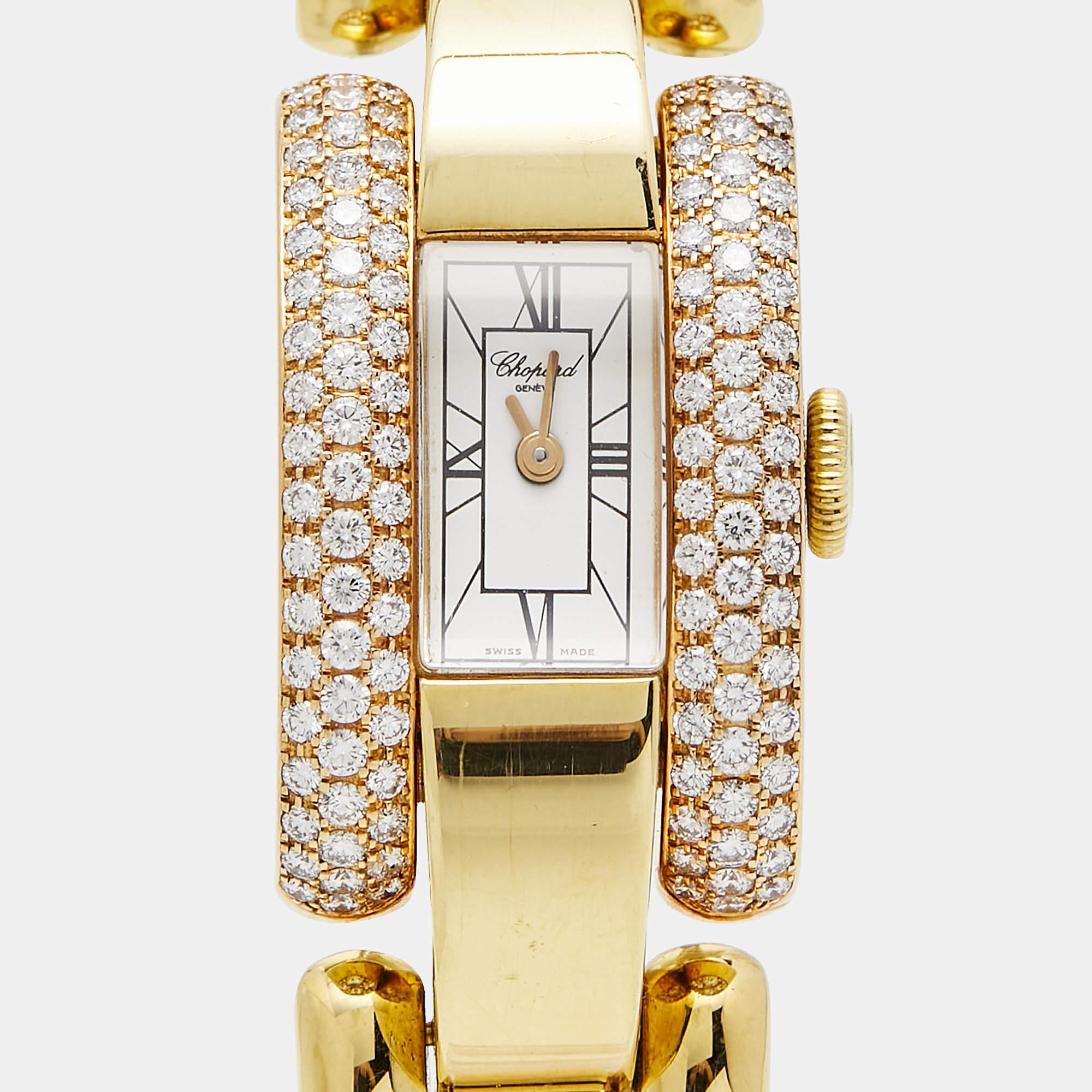 Chopard White 18K Yellow Gold Diamond La Strada 4331 Women's Wristwatch 18 mm 5