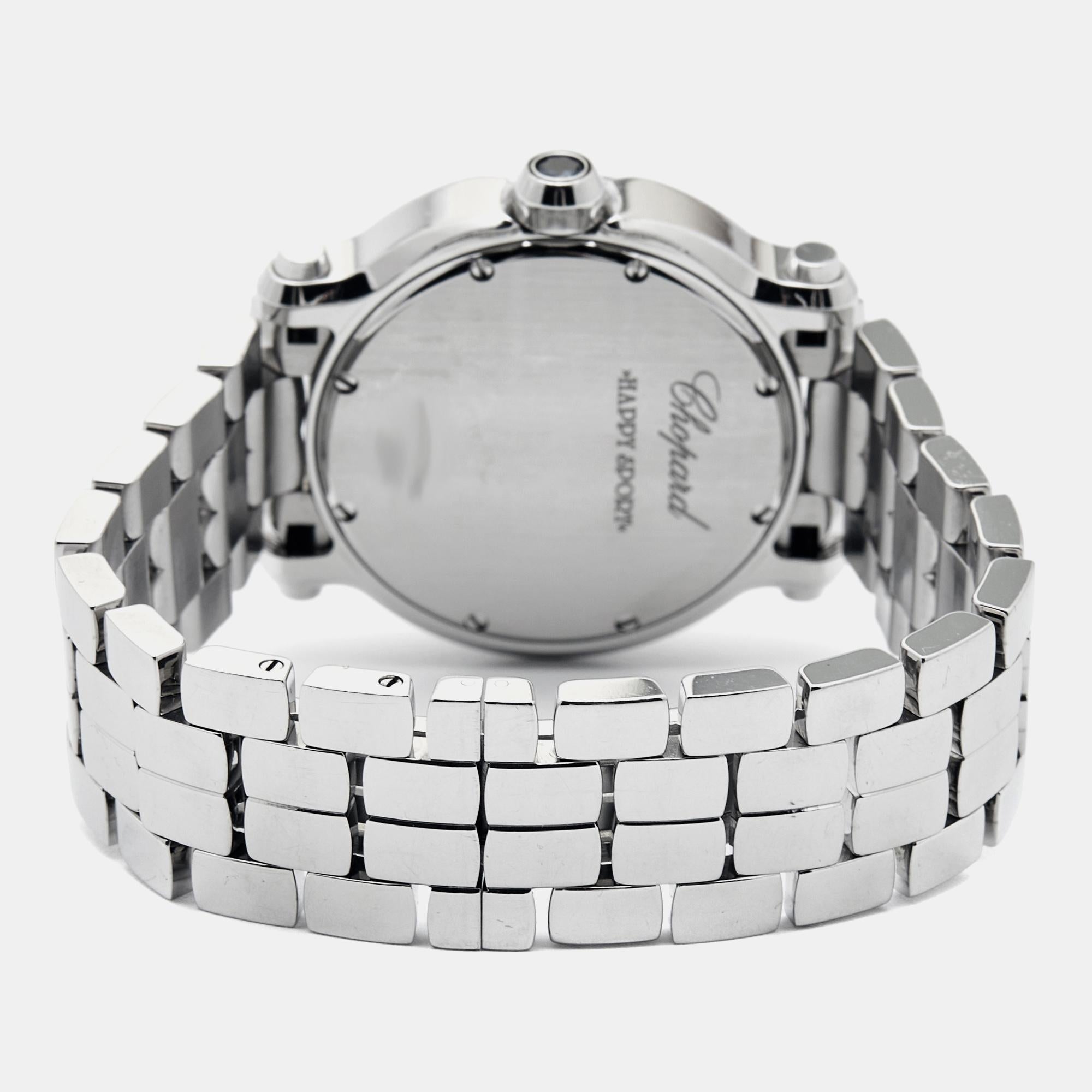Chopard Happy Sport 8475 Montre-bracelet pour femme 35 mm en acier inoxydable et diamant blanc 3