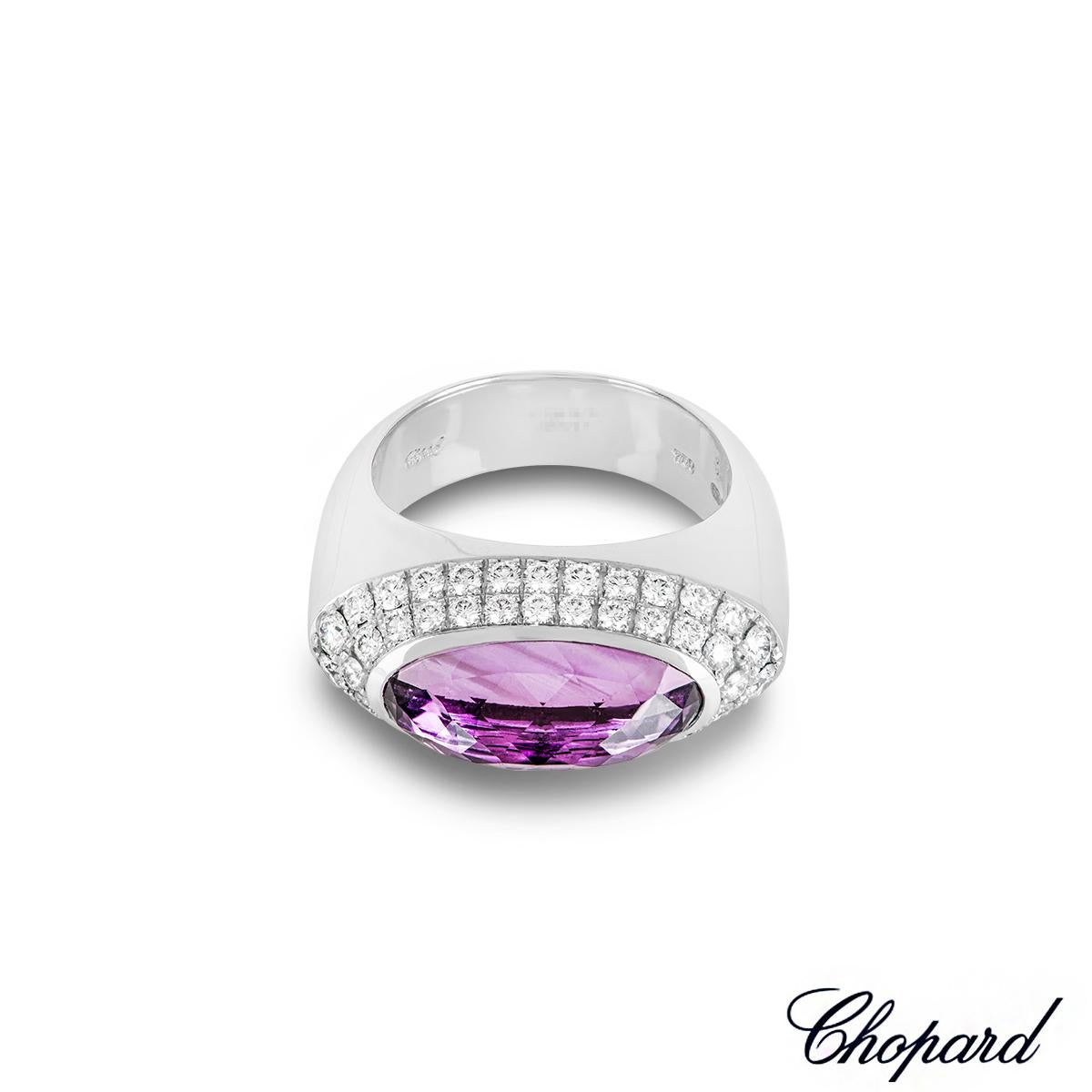 Round Cut Chopard White Gold Amethyst & Diamond Ring 82/3839-1110 For Sale
