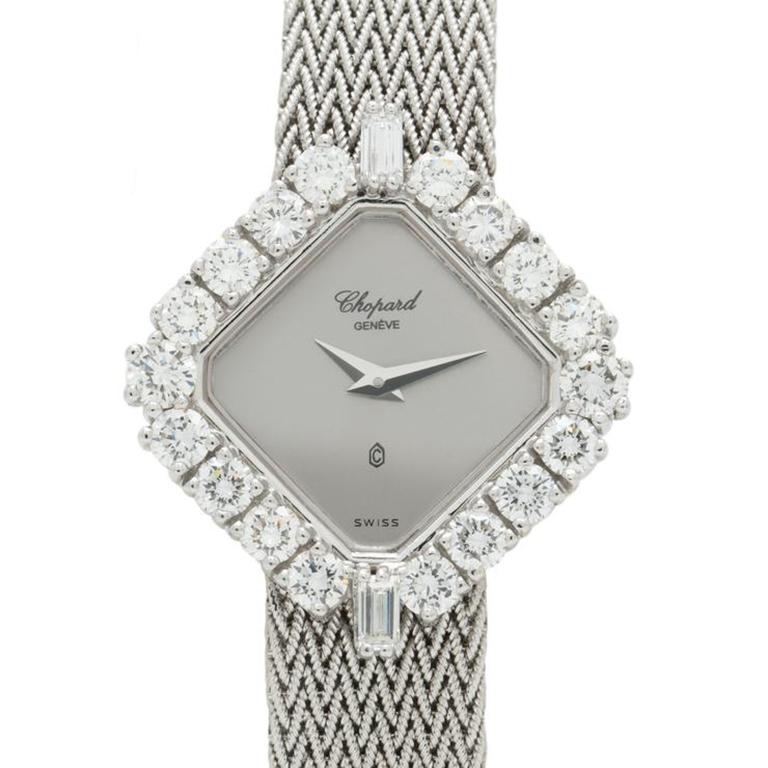 Chopard 18 Karat White Gold and Diamond Dress Watch 5161

The phrase “tasteful decadence” might seem self-contradictory, but there is no better way to describe this vintage Chopard watch from the late 1960s.

Produced during an age of glamor best