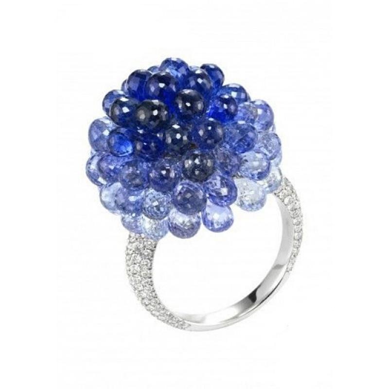 Modern Chopard White Gold Briolette Sapphire Ring, 47.81 Carat