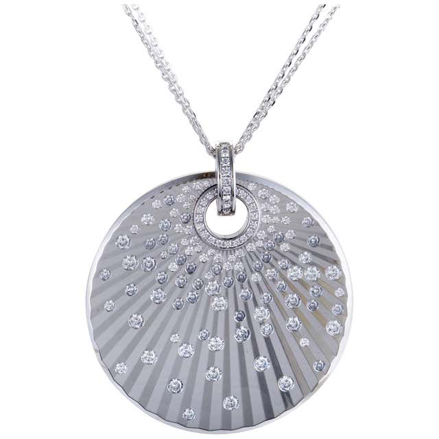 Chopard White Gold Diamond Disc Pendant Necklace at 1stDibs