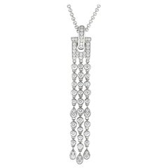 Chopard White Gold Diamond Pave Dangle Pendant Chain Necklace