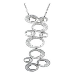 Chopard White Gold Diamond Pave Dangle Pendant Chain Necklace