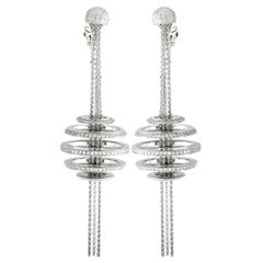 Chopard White Gold Diamond Pave Dangle Sphere Clip-On Earrings