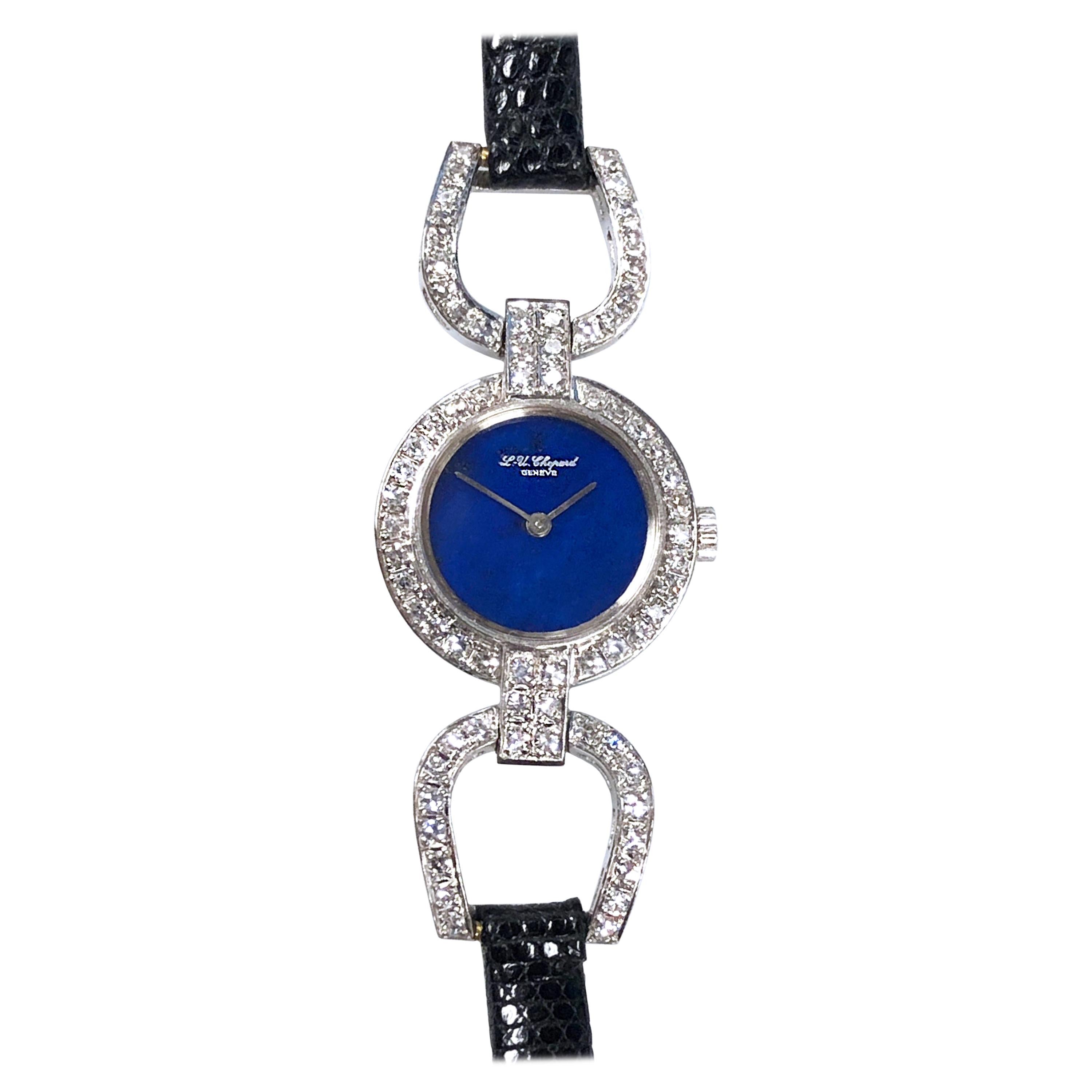 Chopard White Gold Diamonds and Lapis Dial Ladies Wristwatch