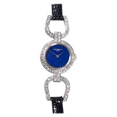 Retro Chopard White Gold Diamonds and Lapis Dial Ladies Wristwatch