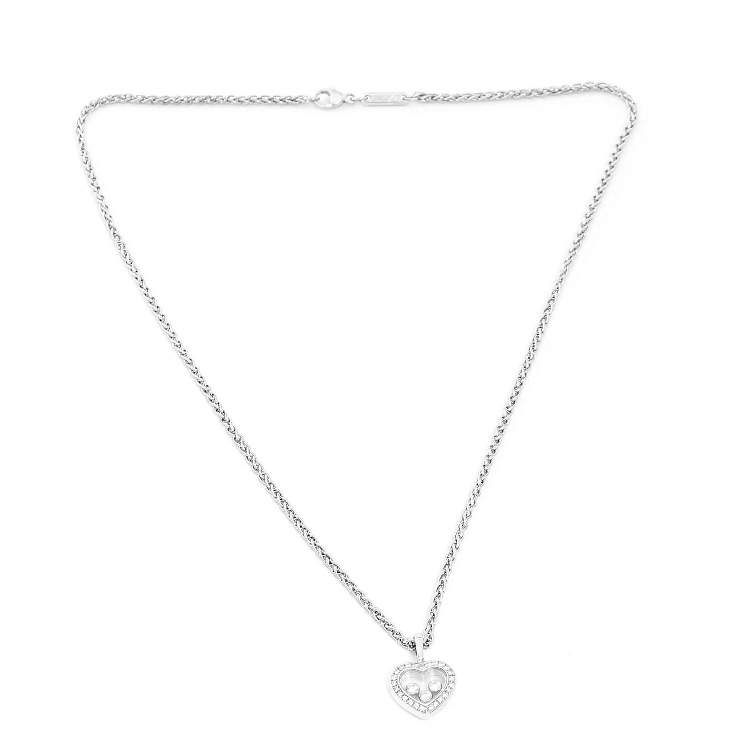 Chopard White Gold Floating Diamond Heart Necklace 1