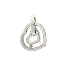 Pendentif flottant Chopard « Happy Diamond » en or blanc, grand cœur double