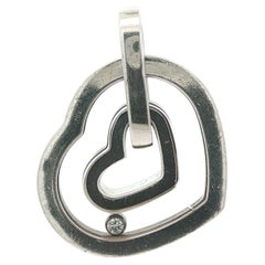 Pendentif flottant Chopard « Happy Diamond » en or blanc, grand cœur double