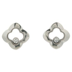 Chopard White Gold Happy Diamond Quatrefoil Floating Stud Earrings