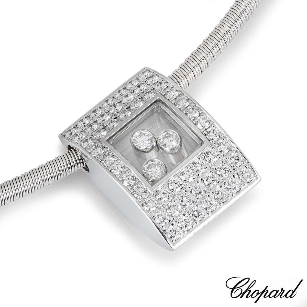Chopard White Gold Happy Diamonds Choker Necklace In Excellent Condition In London, GB