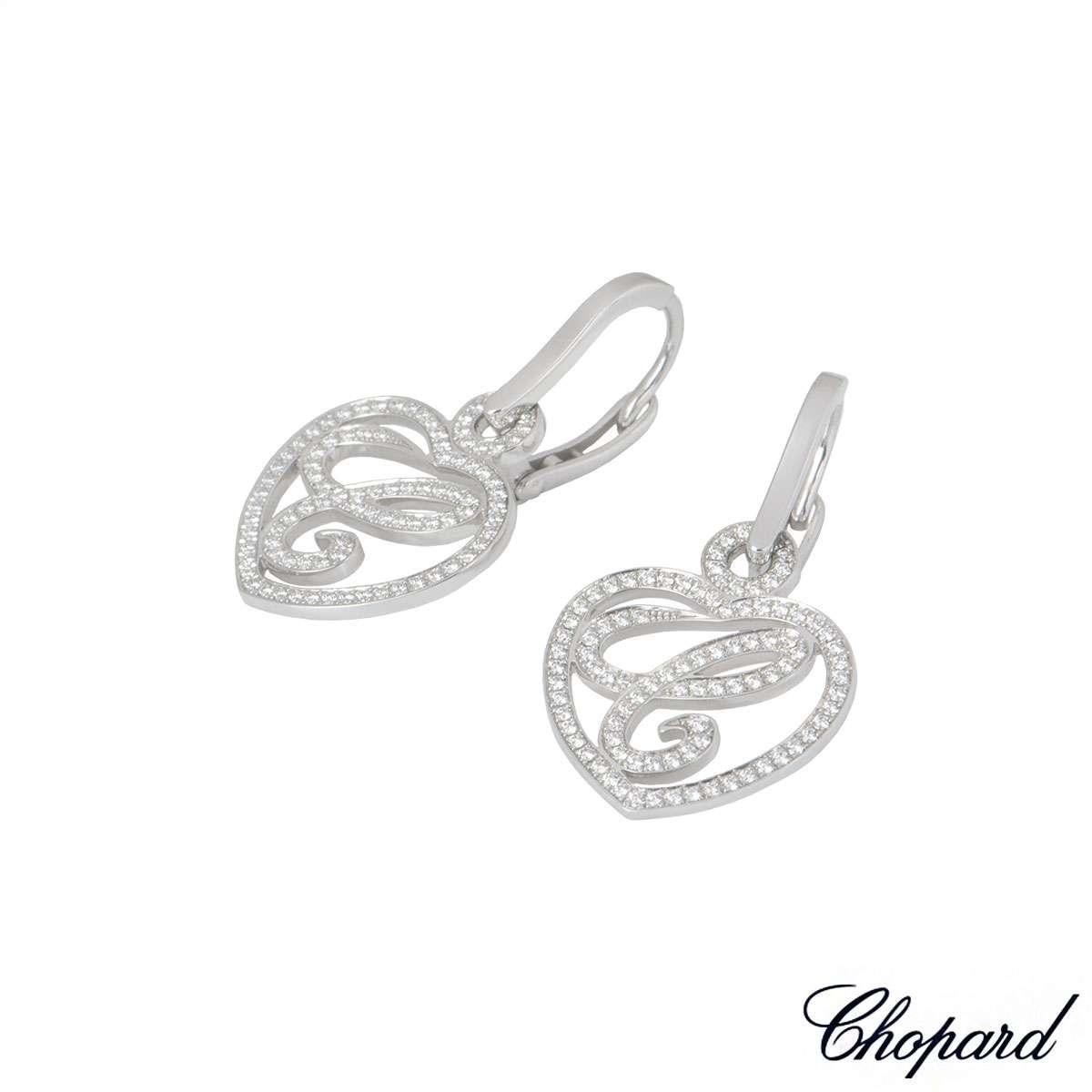 Round Cut Chopard White Gold Happy Diamonds Earrings 837223-1001