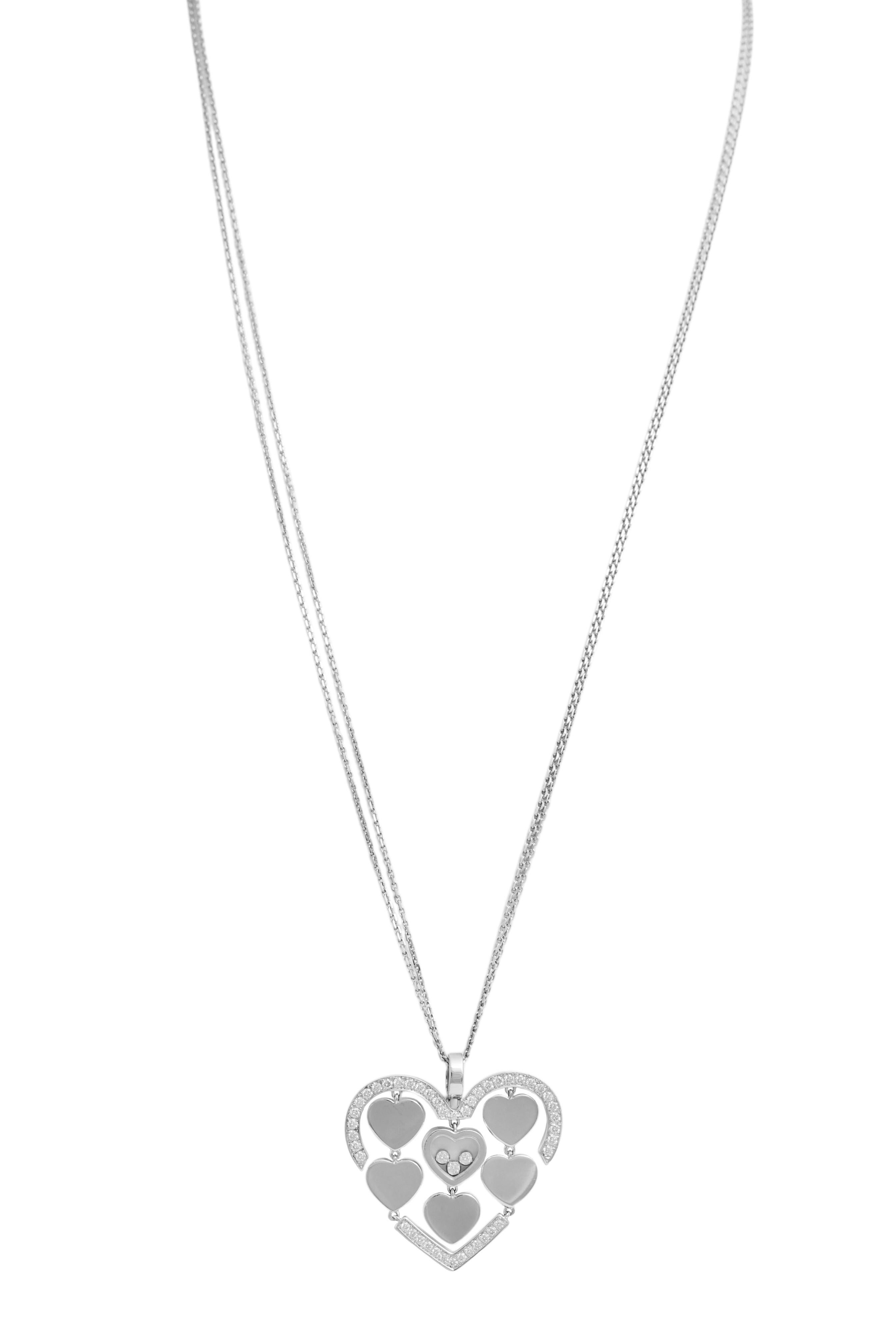 Modern Chopard White Gold Heart, Diamonds Pendant Amore Collection For Sale