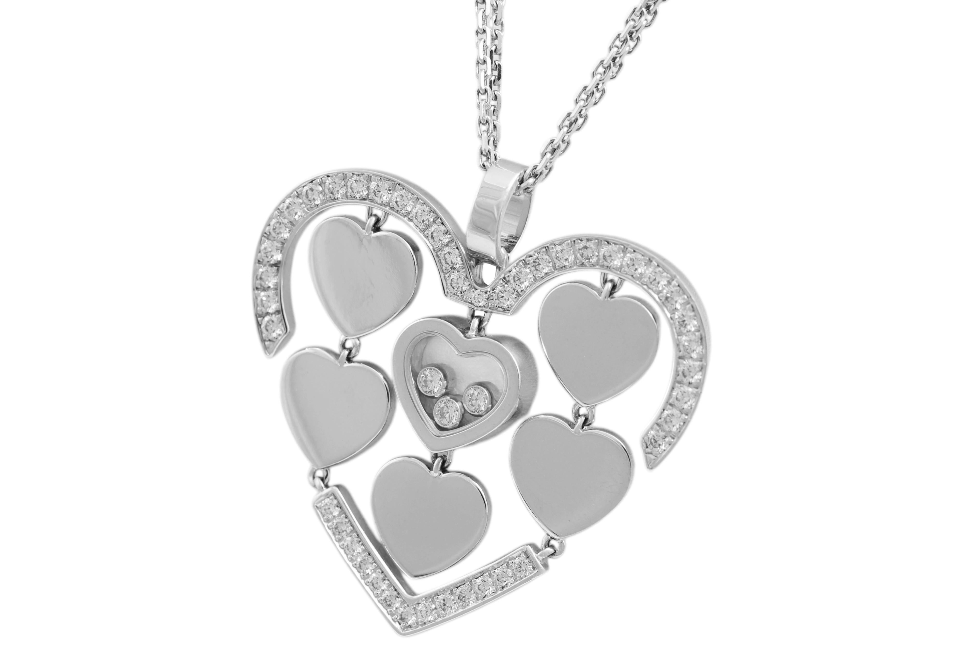 Brilliant Cut Chopard White Gold Heart, Diamonds Pendant Amore Collection For Sale