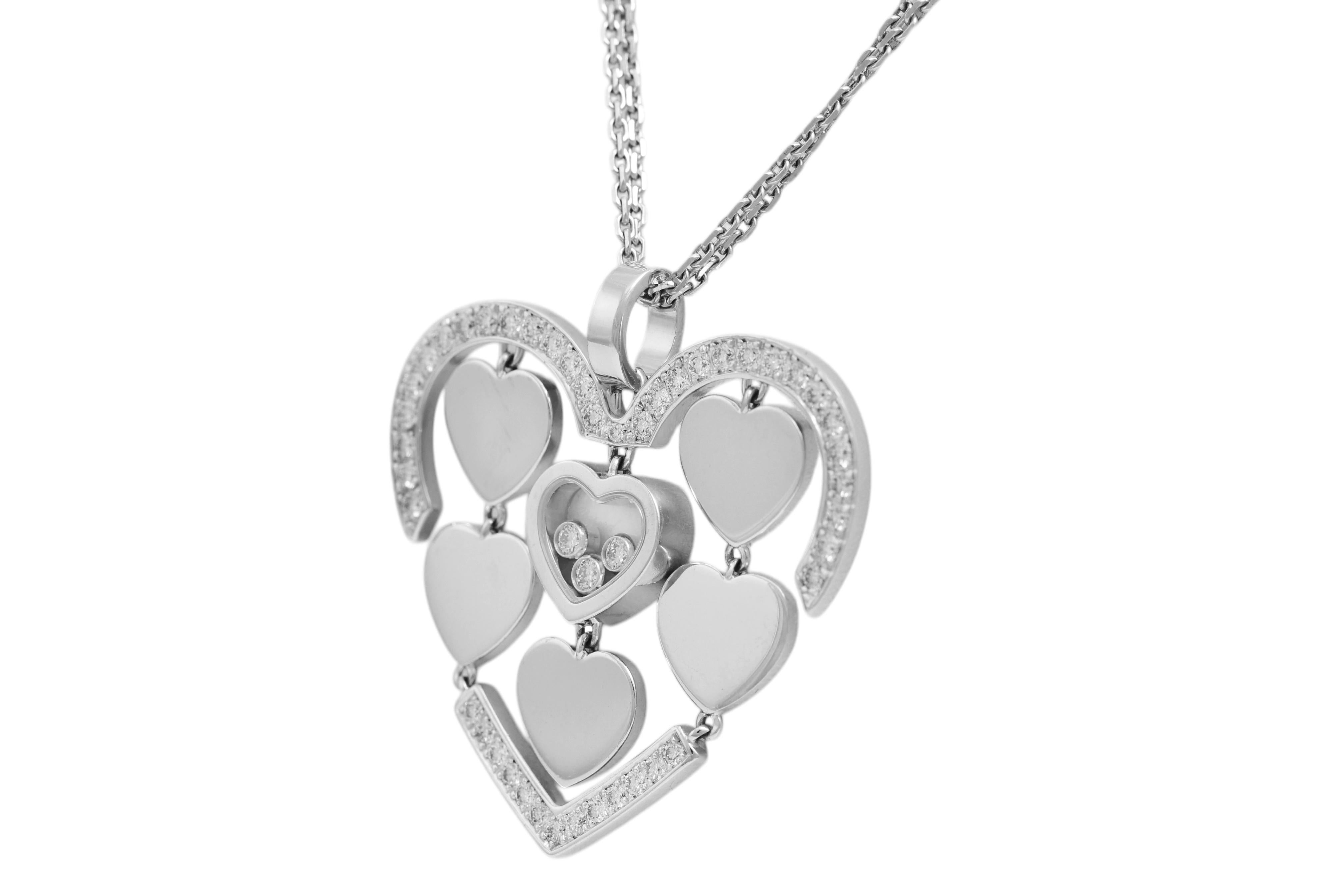 Chopard White Gold Heart, Diamonds Pendant Amore Collection In Excellent Condition For Sale In Antwerp, BE