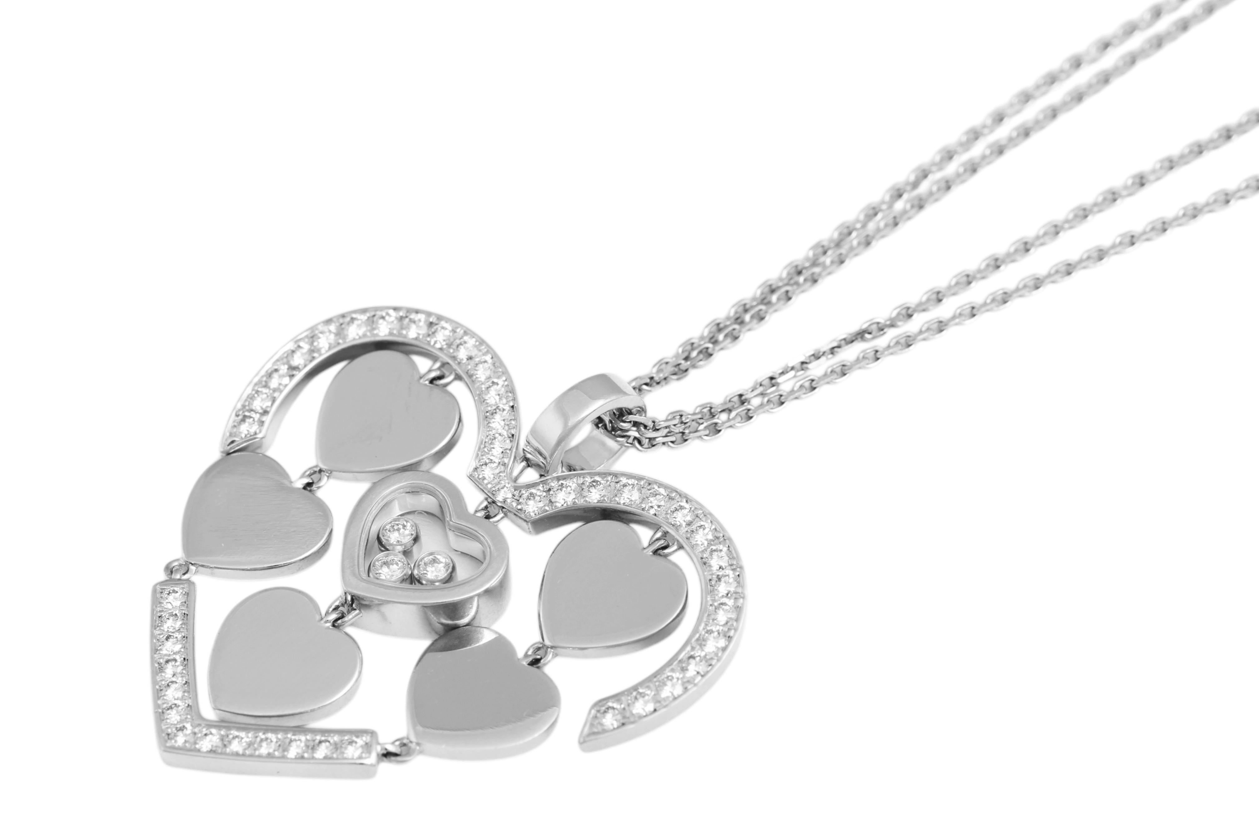 Women's or Men's Chopard White Gold Heart, Diamonds Pendant Amore Collection For Sale
