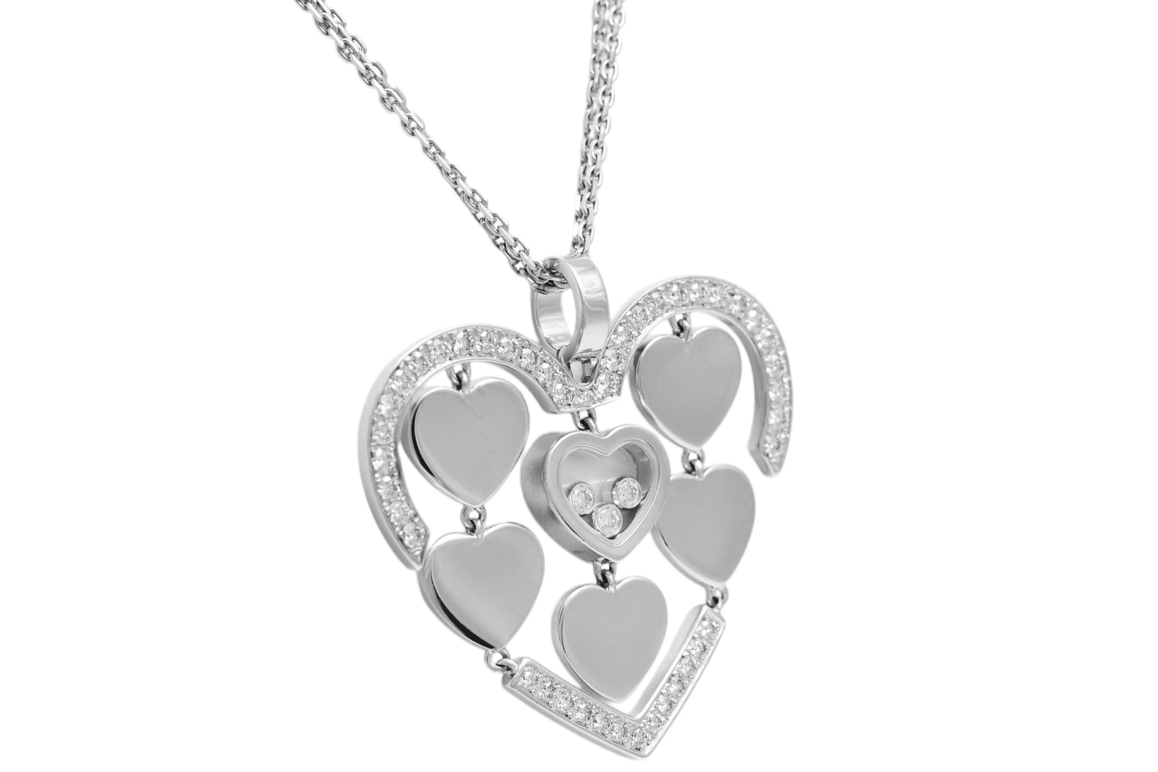 Chopard White Gold Heart, Diamonds Pendant Amore Collection For Sale 2