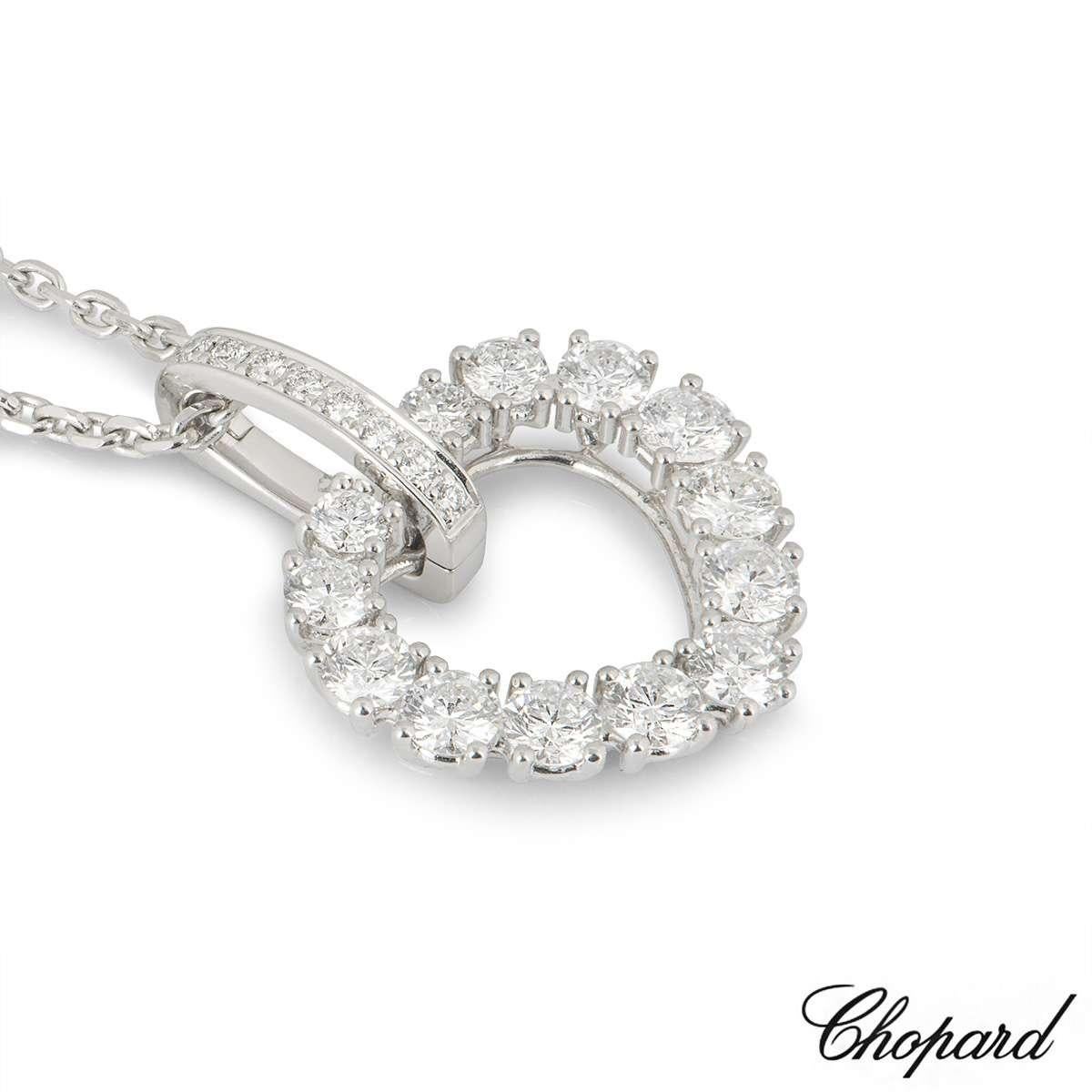 Round Cut Chopard White Gold L'heure Du Diamant Pendant 799417-1001