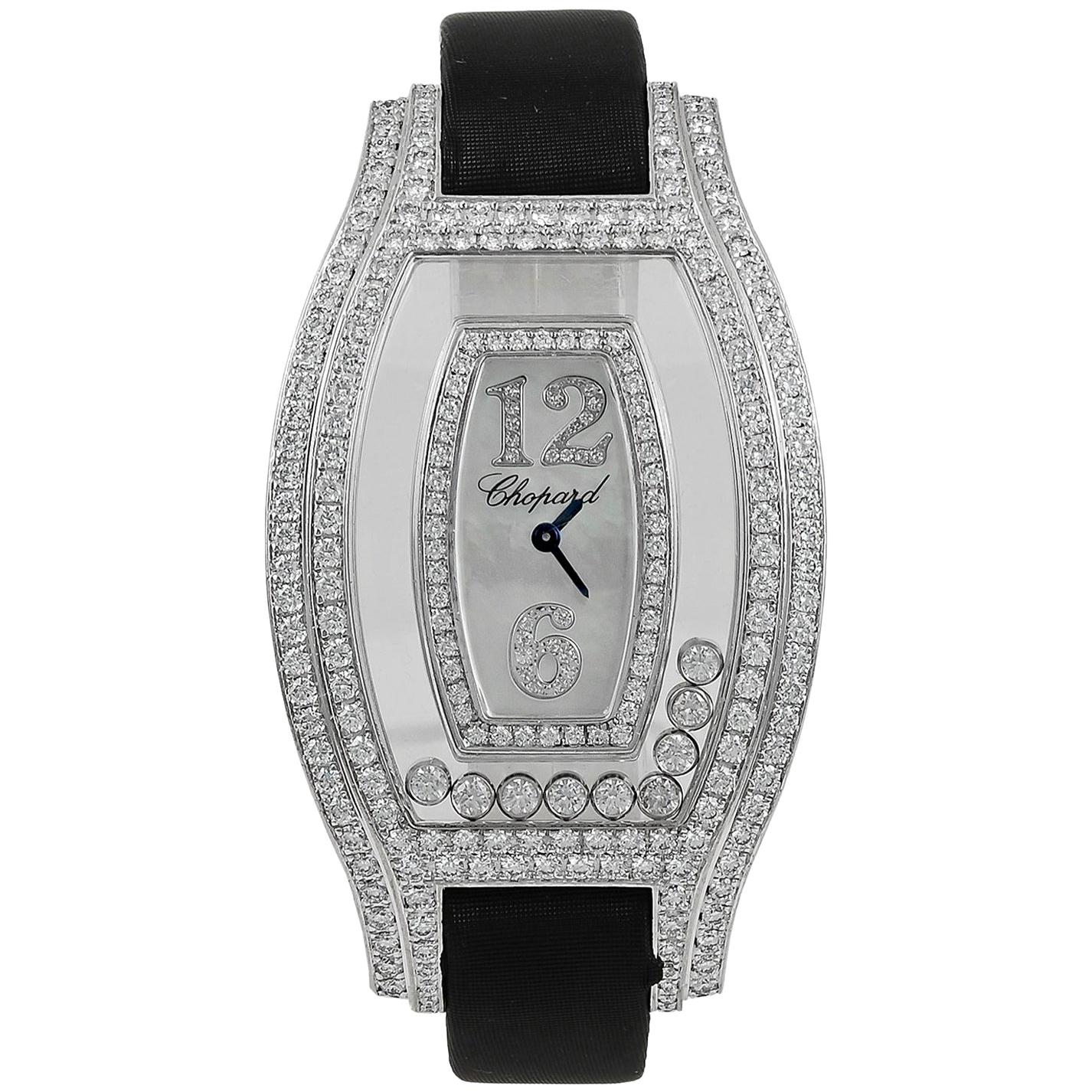 Chopard Ladies White Gold Nine Bezel Happy Diamonds Wristwatch
