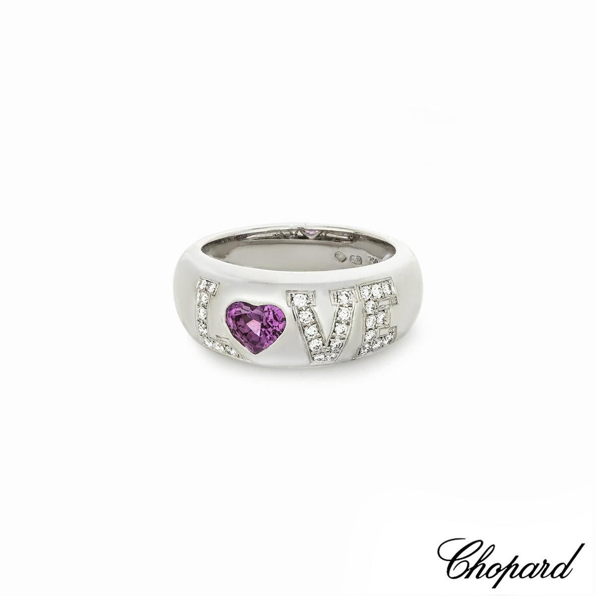 Heart Cut Chopard White Gold Pink Sapphire & Diamond Love Ring 82/2000-11