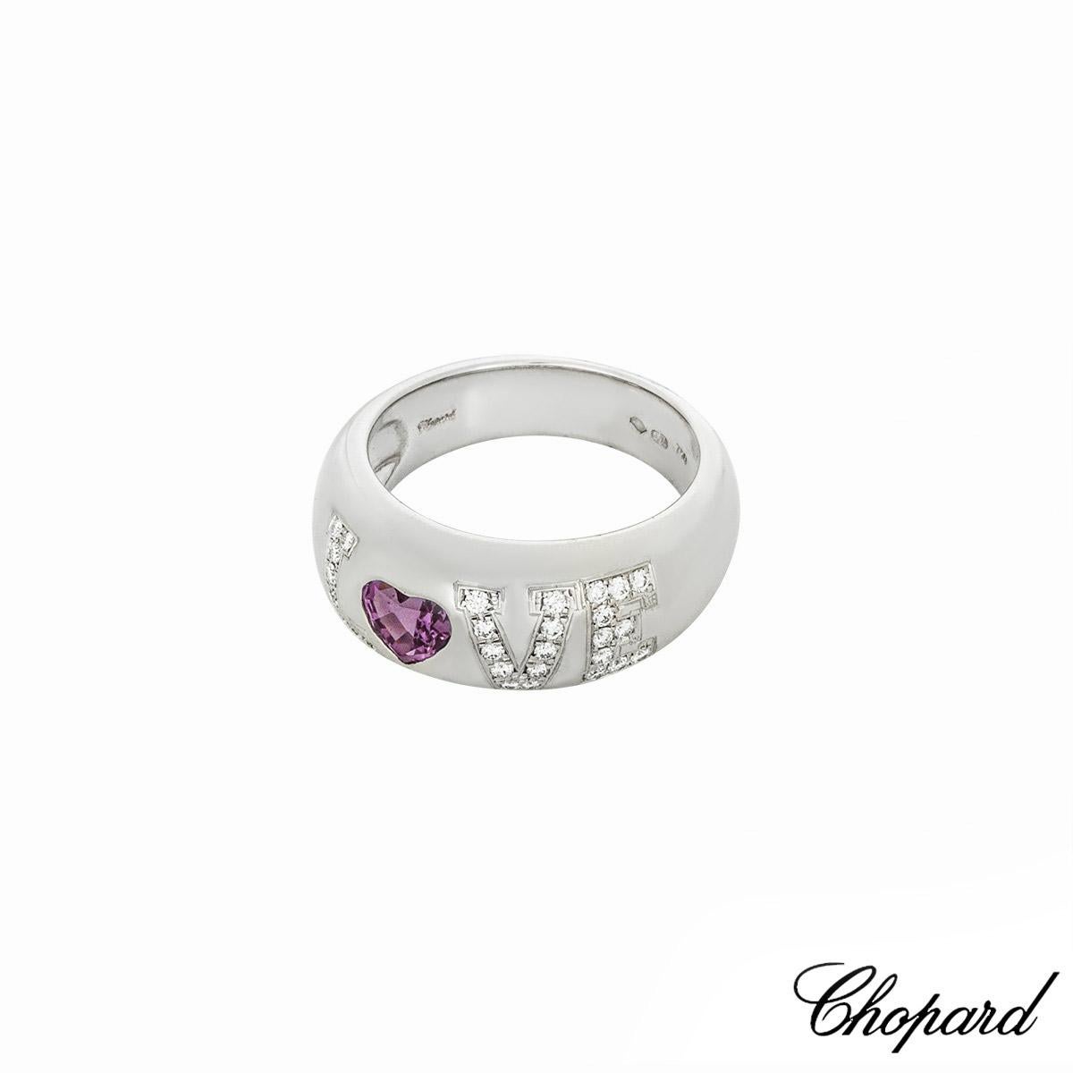 Chopard White Gold Pink Sapphire & Diamond Love Ring 82/2000-11 In Excellent Condition In London, GB