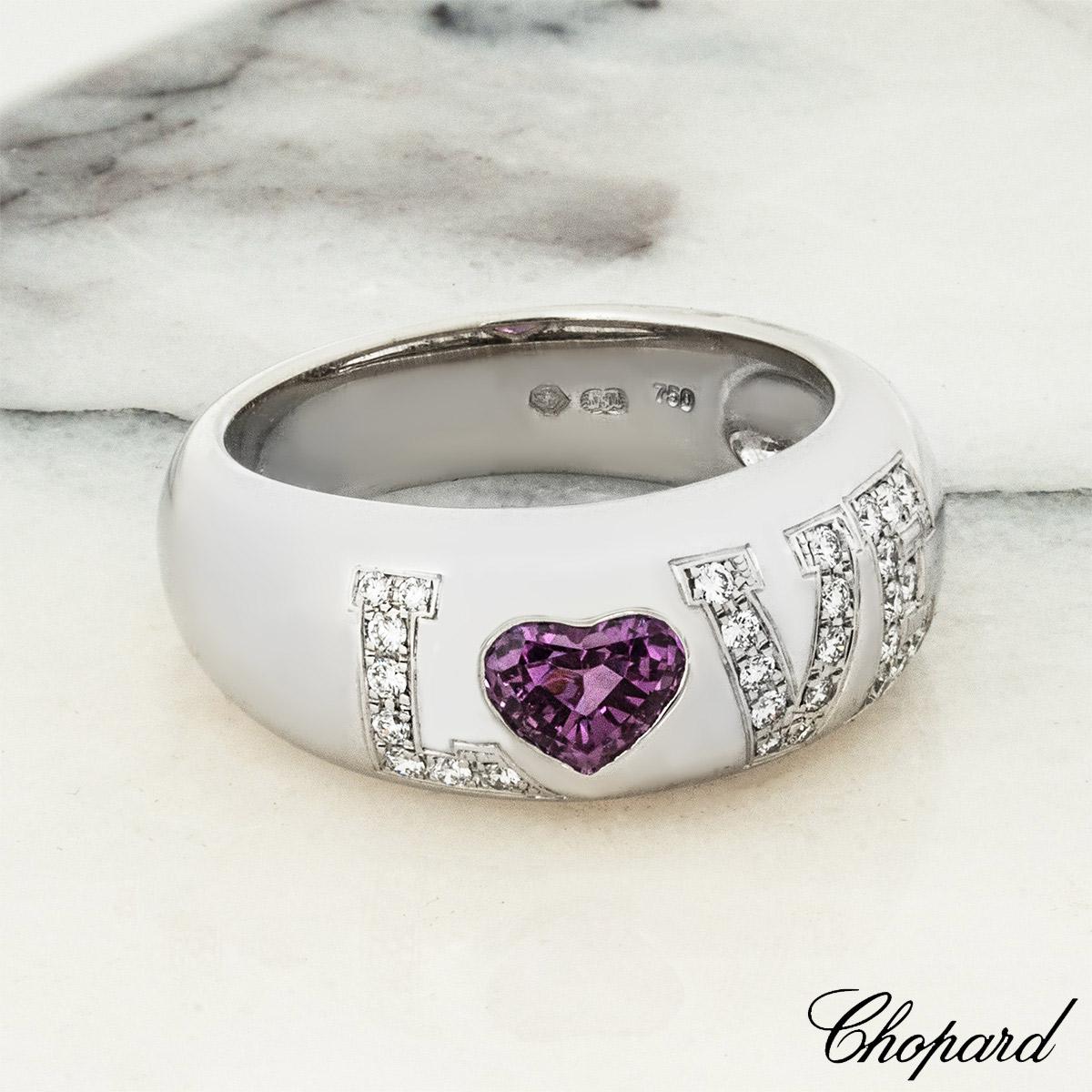 Chopard White Gold Pink Sapphire & Diamond Love Ring 82/2000-11 2