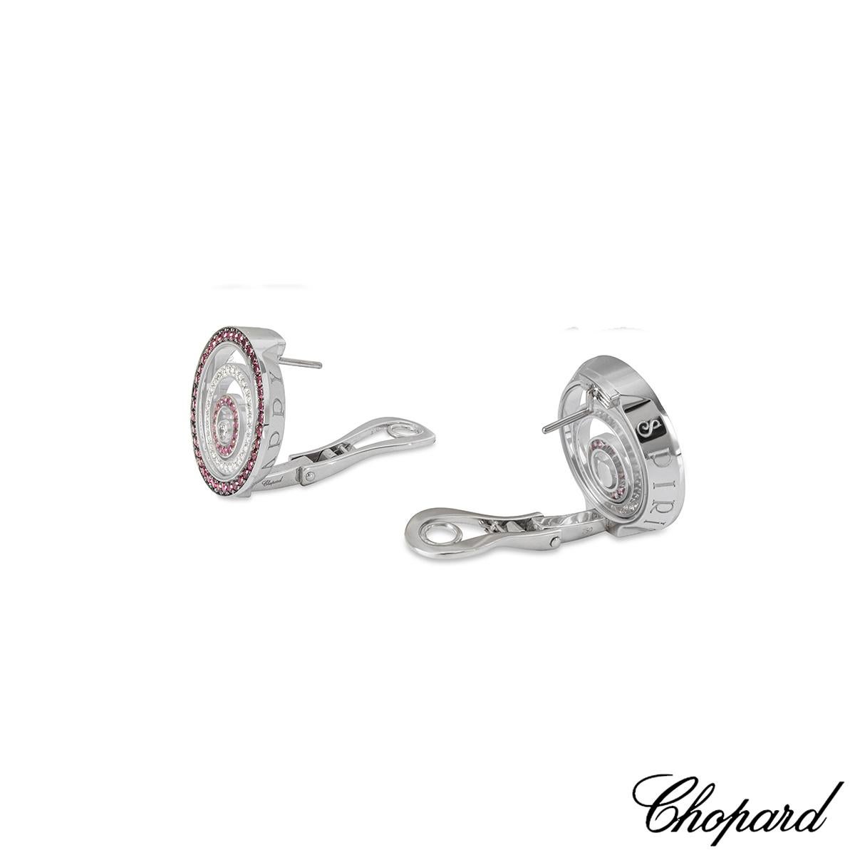 Chopard White Gold Ruby & Diamond Happy Spirit Earrings 84/5425-1002 In New Condition For Sale In London, GB