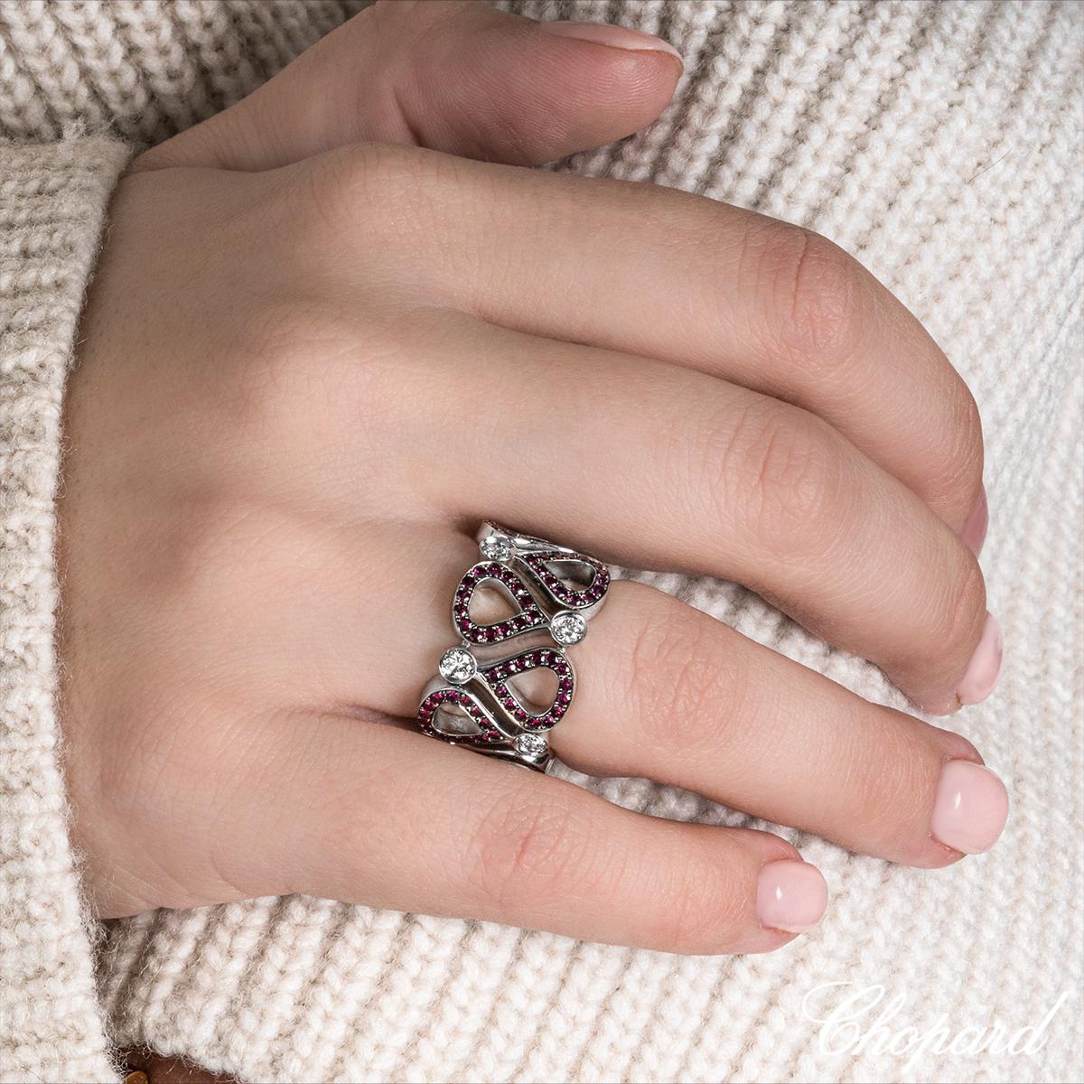 Women's Chopard White Gold Ruby & Diamond Pushkin Ring 82/3935-0 For Sale
