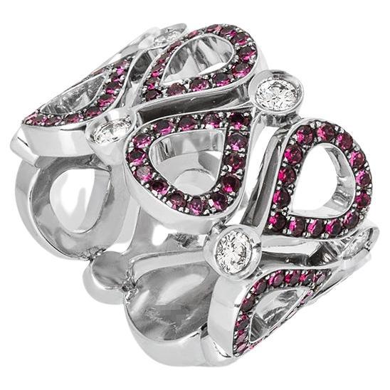Chopard White Gold Ruby & Diamond Pushkin Ring 82/3935-0 For Sale