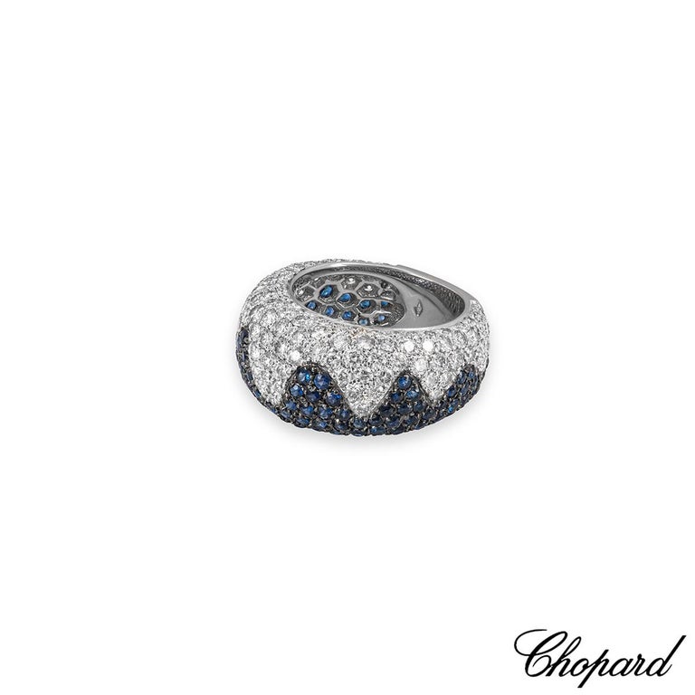 Chopard White Gold Sapphire & Diamond Ring 82/4102-1309 In New Condition For Sale In London, GB