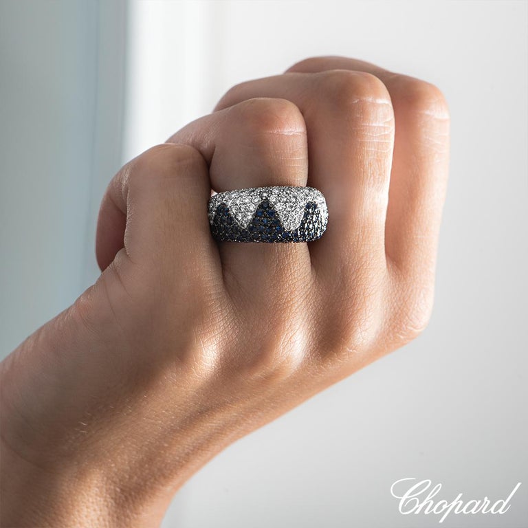 Women's Chopard White Gold Sapphire & Diamond Ring 82/4102-1309 For Sale