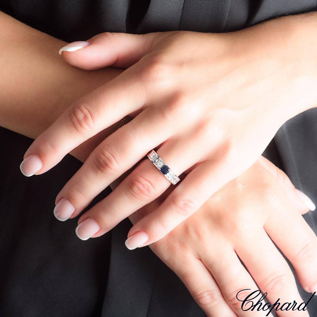 Women's Chopard White Gold Sapphire & Diamond Ring 82/6622-1111 For Sale